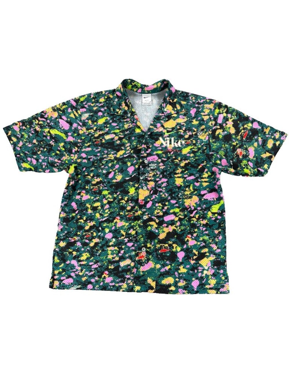 Nike Trek Division Dri FIT Mesh Button Up Shirt Mens M Teal Pink DR9966 367